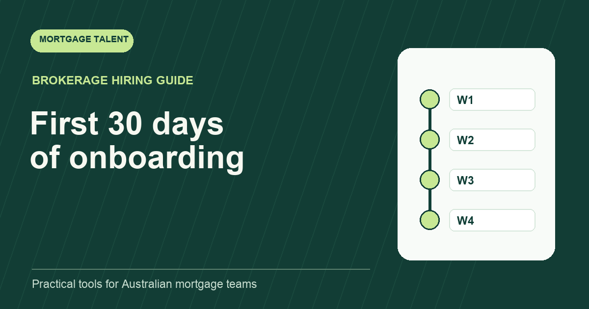 Graphic showing a four-week onboarding timeline labelled W1 through W4