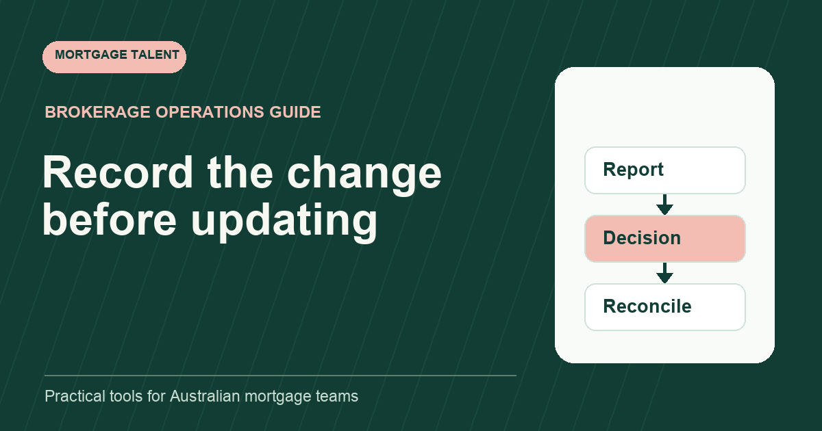 Illustrative changed-circumstances workflow showing reported change, broker decision and reconciled update.