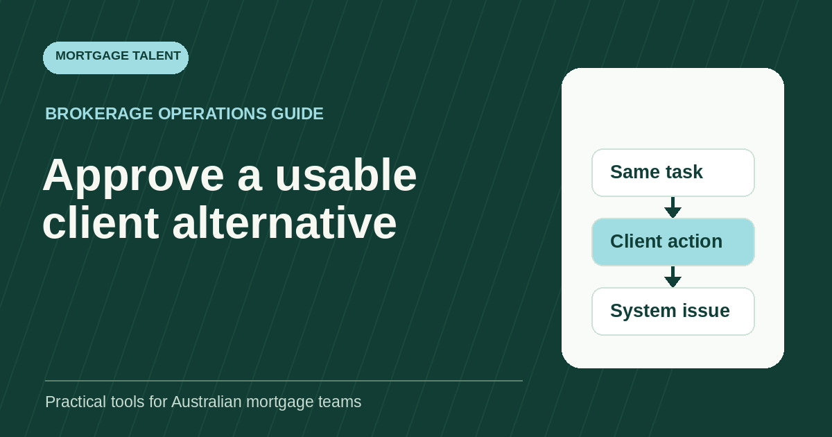 Approved portal alternative: preserve the same task, retain the client's own action and keep the system issue separately owned.