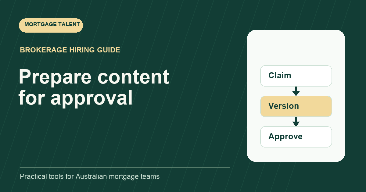Marketing publication diagram showing claim, version and approval.