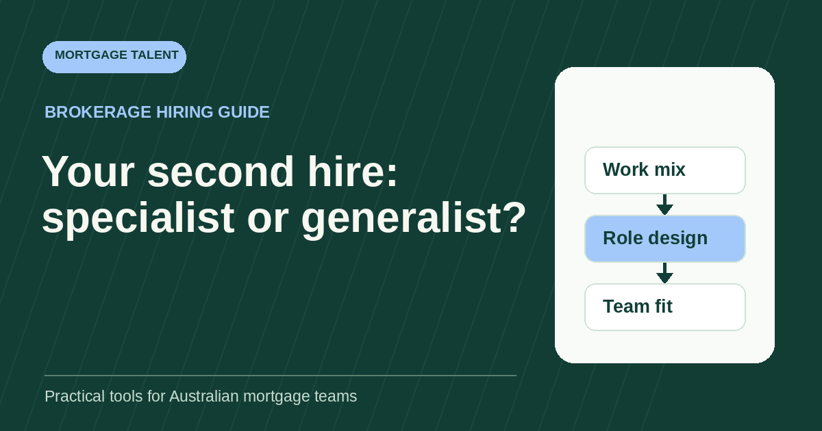 Second mortgage support hire: compare work mix, role design and team fit when choosing a specialist or generalist.