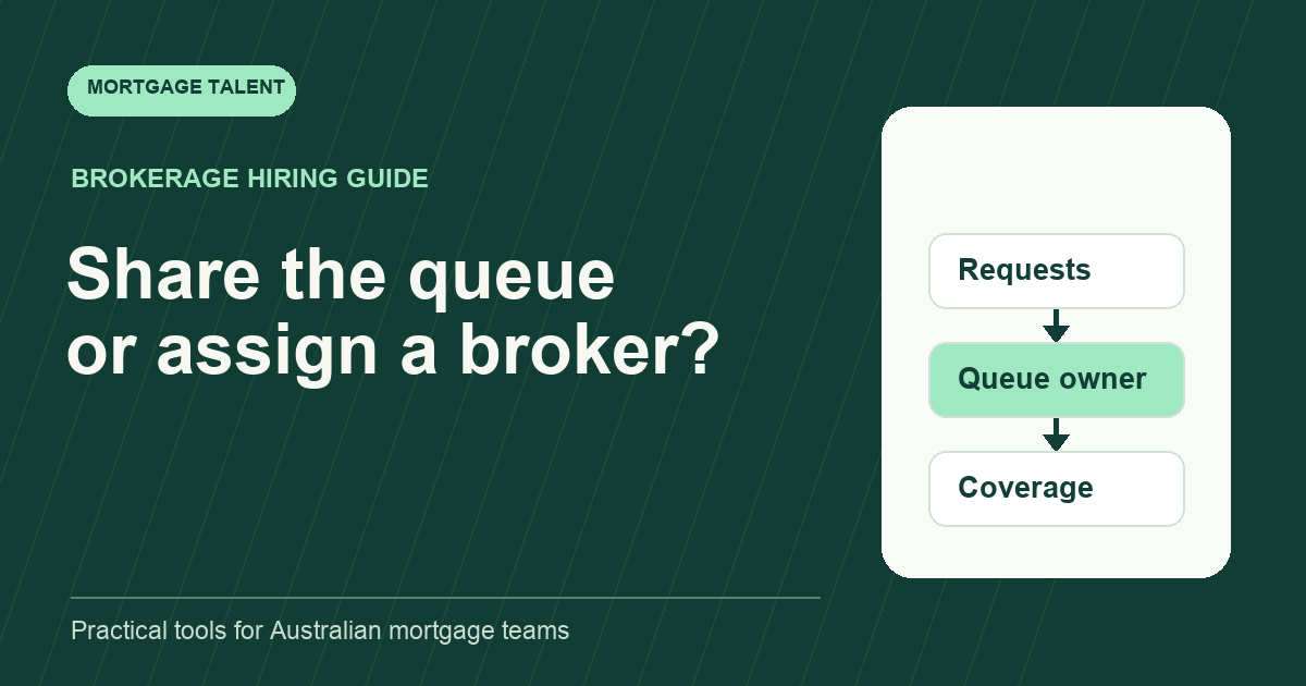 Illustrative assistant allocation diagram showing broker requests, a managed queue and clear ownership.